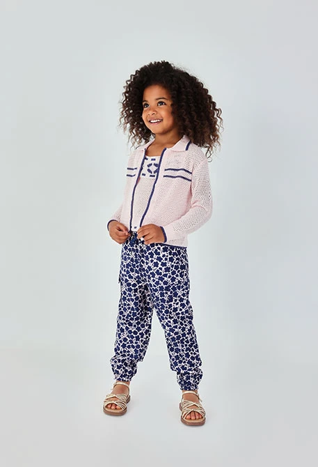 Calças de menina estampadas com flores