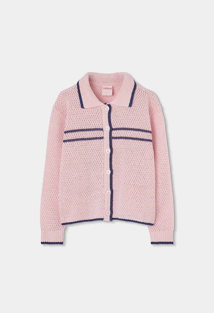 Pink knitted jacket for girl