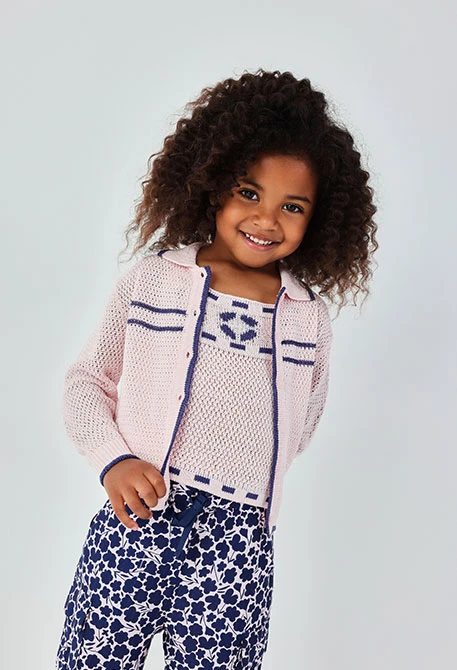 Casaco de malha rosa menina