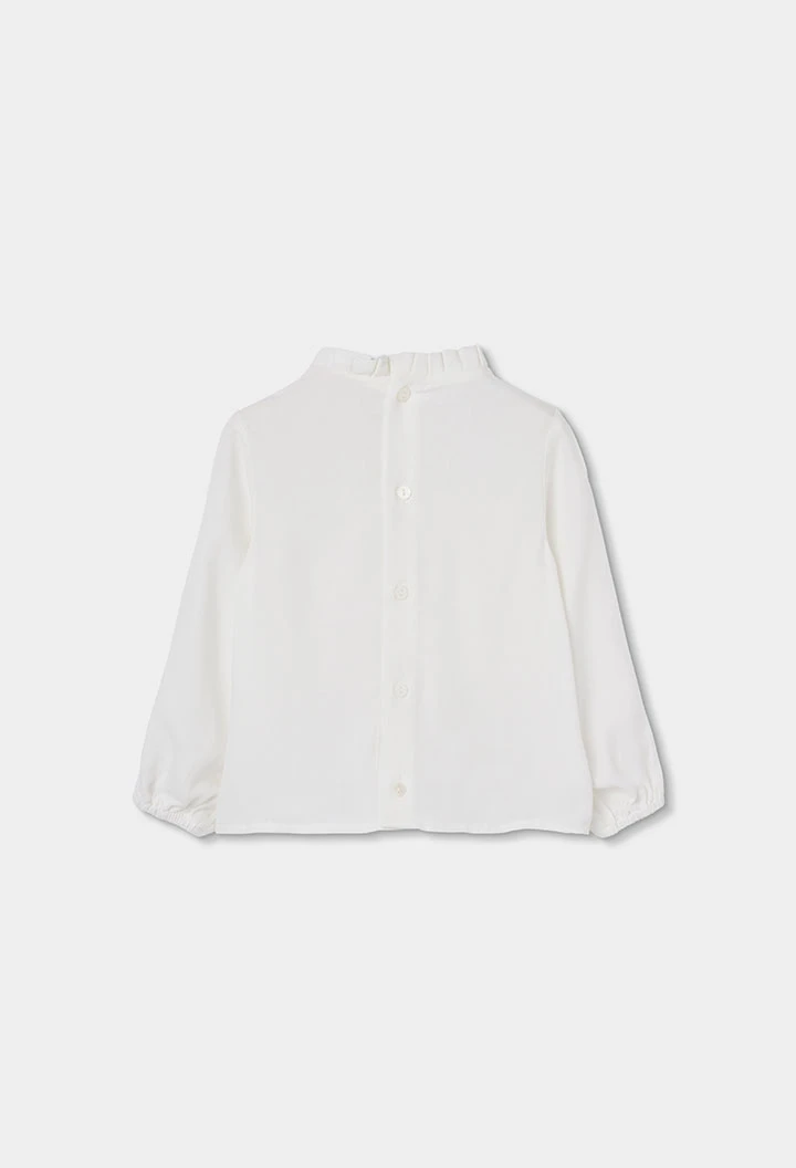 Blouse blanche avec dentelle et col froncé