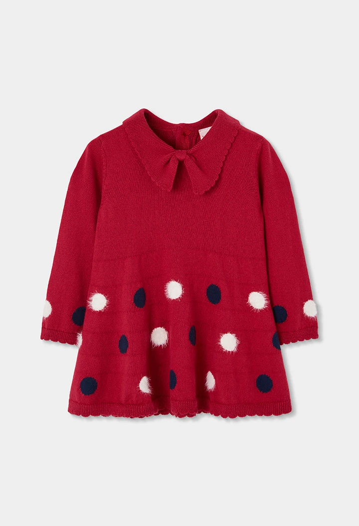 Robe rouge imprimée à pois avec nœud