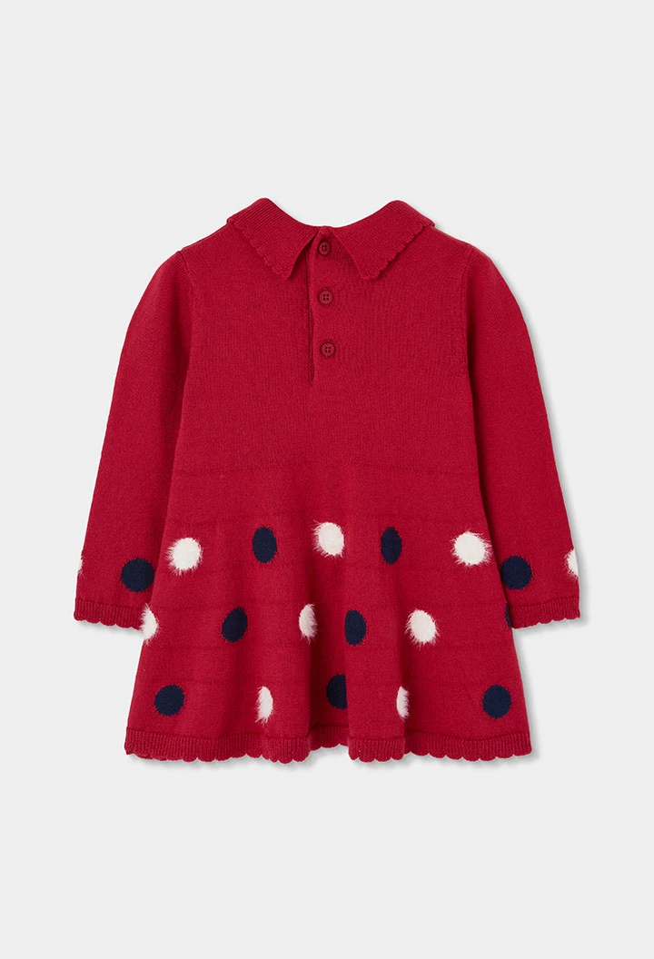 Robe rouge imprimée à pois avec nœud