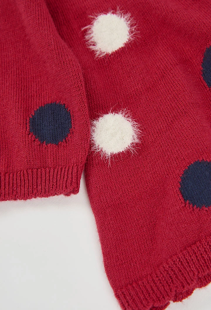 Robe rouge imprimée à pois avec nœud
