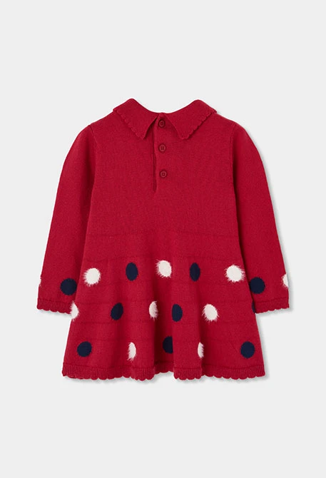 Robe rouge imprimée à pois avec nœud