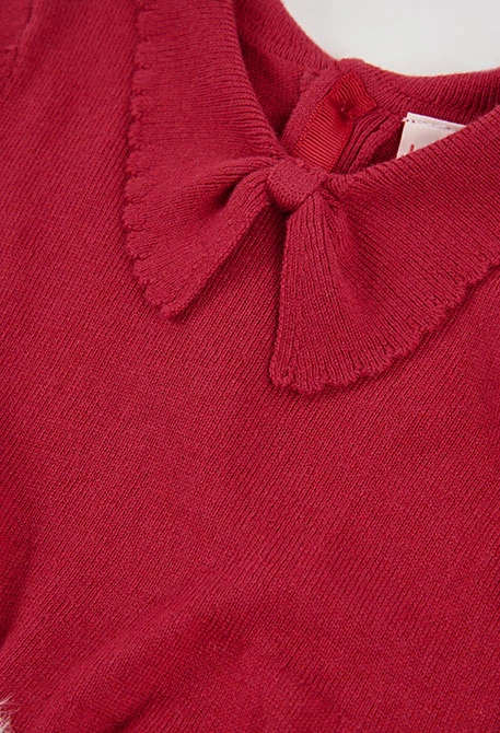 Robe rouge imprimée à pois avec nœud