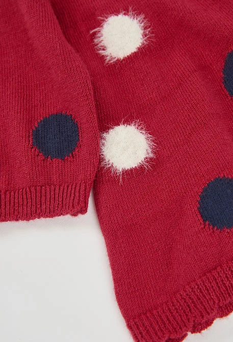 Robe rouge imprimée à pois avec nœud