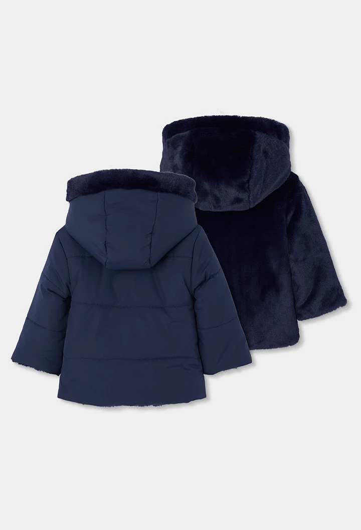 Parka teixit tècnic reversible nena blau marí