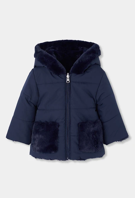 Parka teixit tècnic reversible nena blau marí
