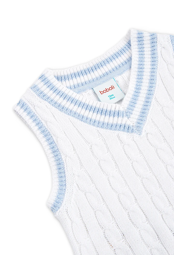Colete tricot pescoço em v do bébé