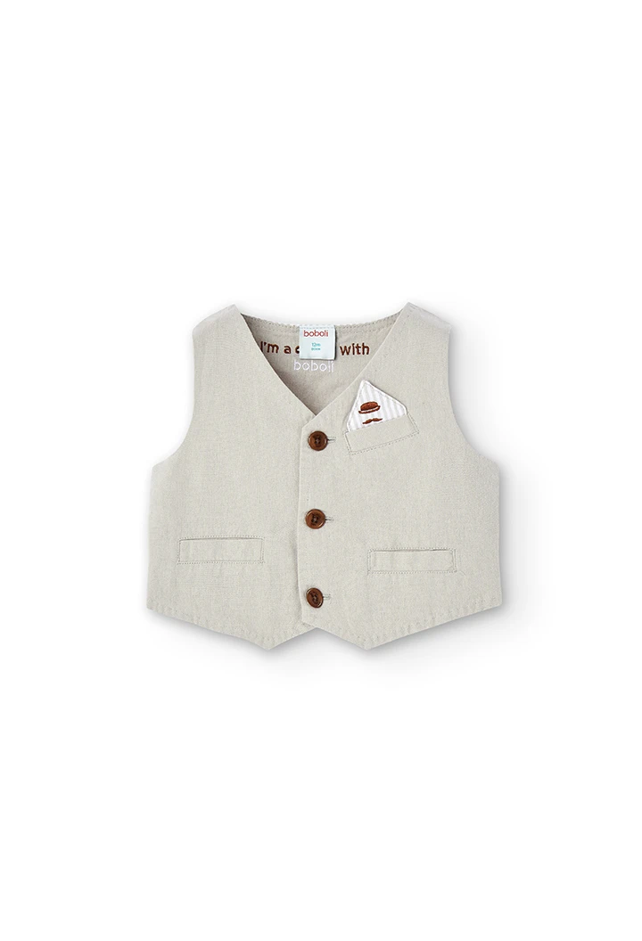 Colete linho combinado para o bebé menino