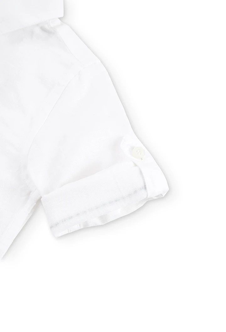 Camisa linho manga comprida para o bebé menino