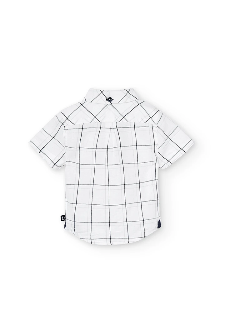 Linen shirt short sleeves check for baby