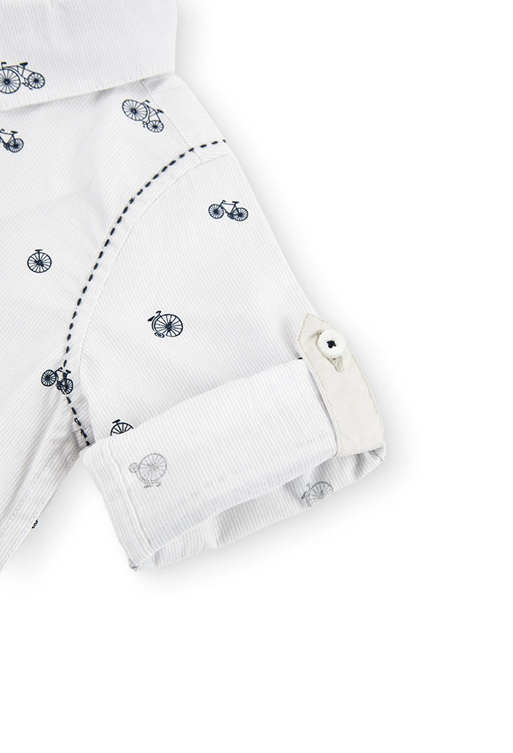 Camisa popelín estampada bicicleta de bebé