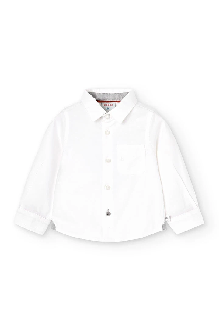 Camisa oxford manga larga de bebé  blanco -BCI