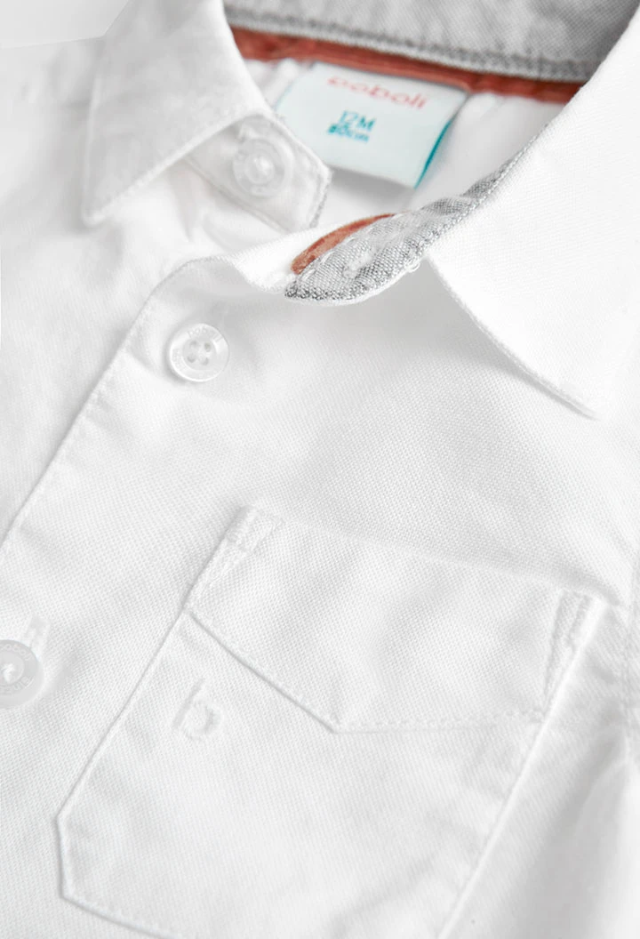 Camisa oxford manga larga de bebé  blanco -BCI