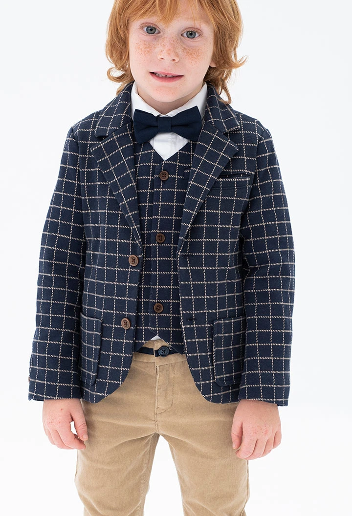 Knit blazer check for baby -BCI