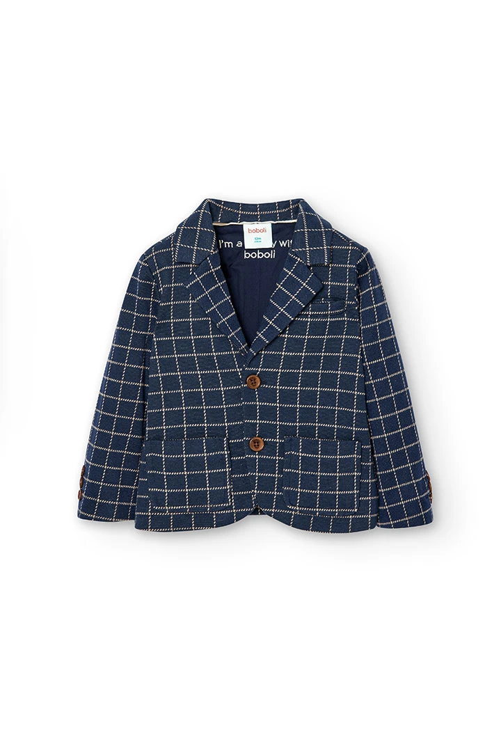 Knit blazer check for baby -BCI