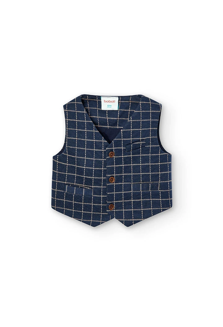 Gilet tricot a carreaux pour bébé garçon -BCI