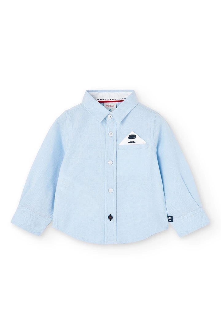 Camisa oxford màniga llarga de nadó color blue