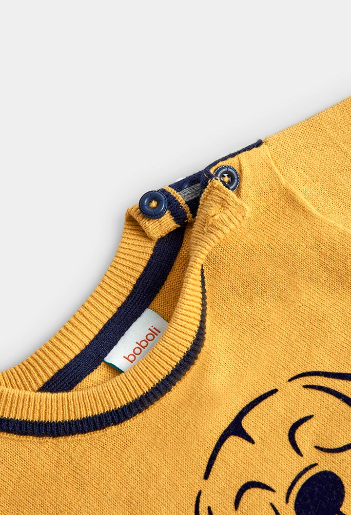 Jersey tricotosa de bebé niño color ocre -BCI