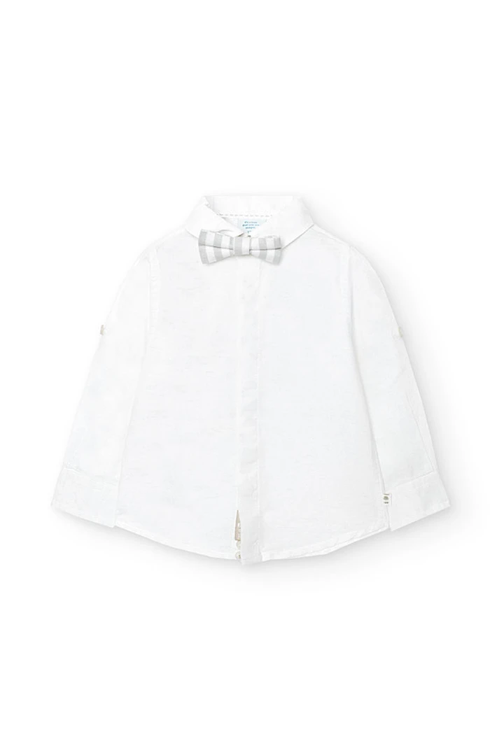 Chemise en lin pour bébé garçon, couleur blanche