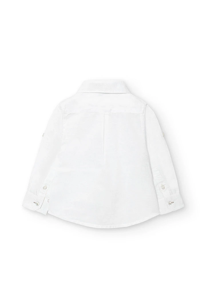 Camisa de lino de bebé niño en color blanco