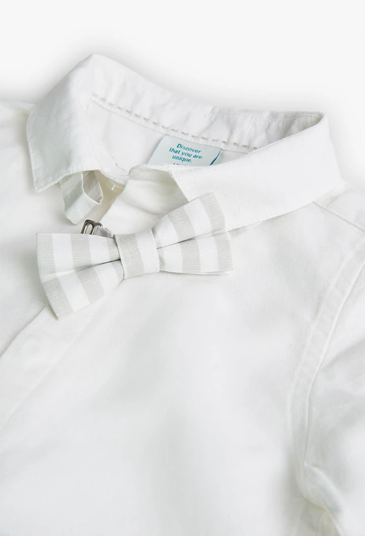 Chemise en lin pour bébé garçon, couleur blanche