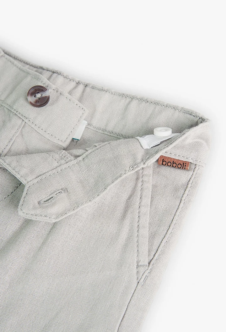 Pantalon en lin, beige, pour bébé garçon