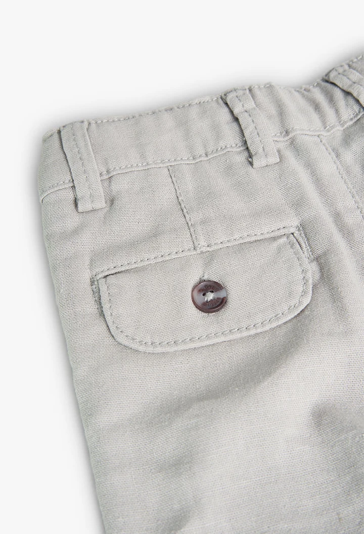 Pantalon en lin, beige, pour bébé garçon