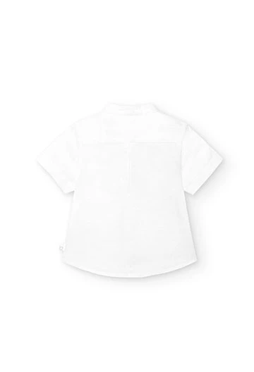 Camicia di lino da neonato bianca