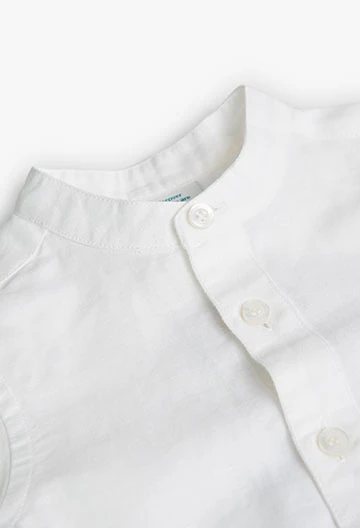 Camicia di lino da neonato bianca