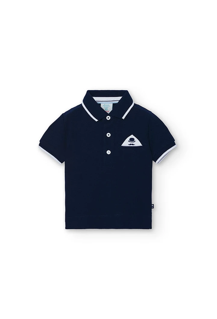 Polo piqué bleu marine pour bébé garçon