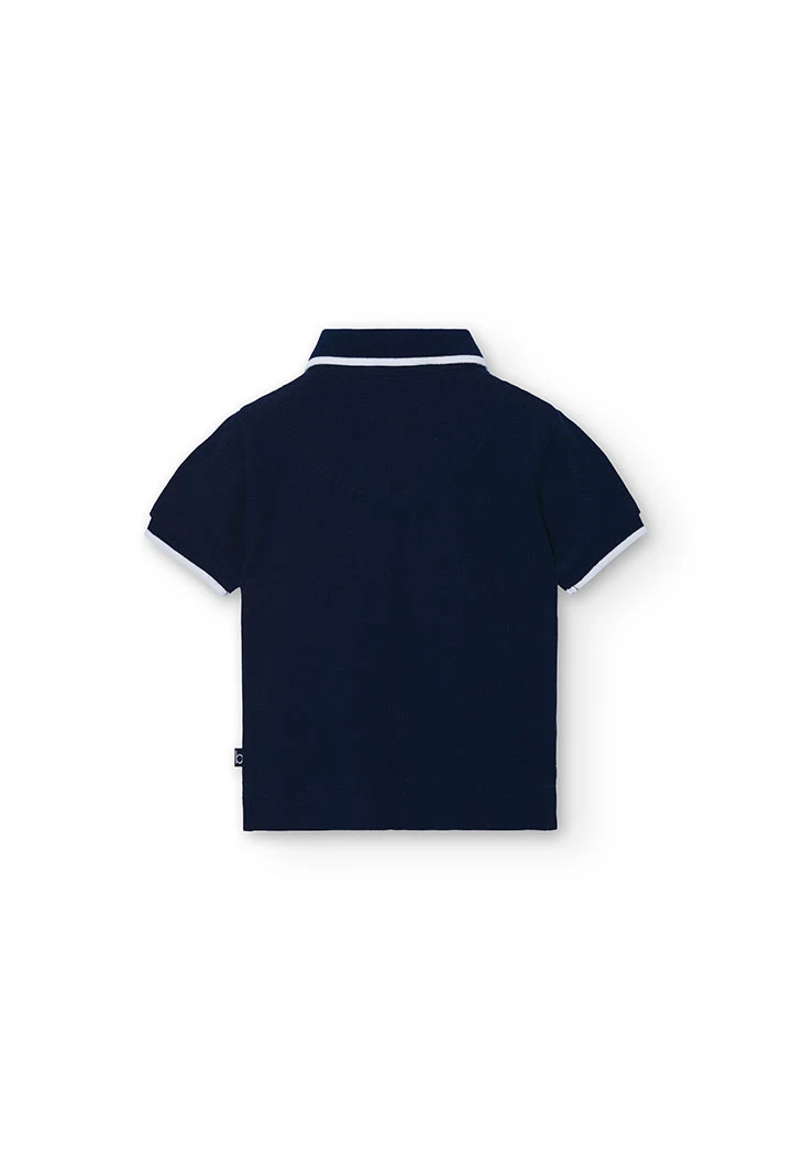 Baby boy\'s navy blue piqué polo shirt