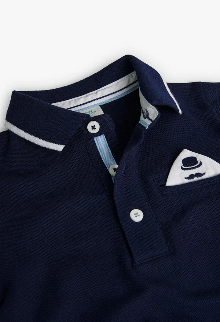 Polo piqué bleu marine pour bébé garçon