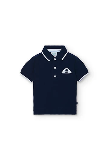 Piqué-Poloshirt für Baby-Jungen in Farbe Marineblau