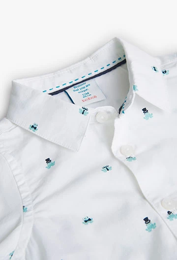 Camicia in popeline da neonato stampata