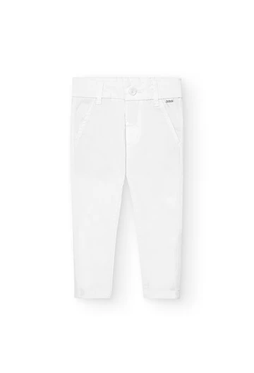 Pantalons de setí elàstic de bebè nen en color blanc