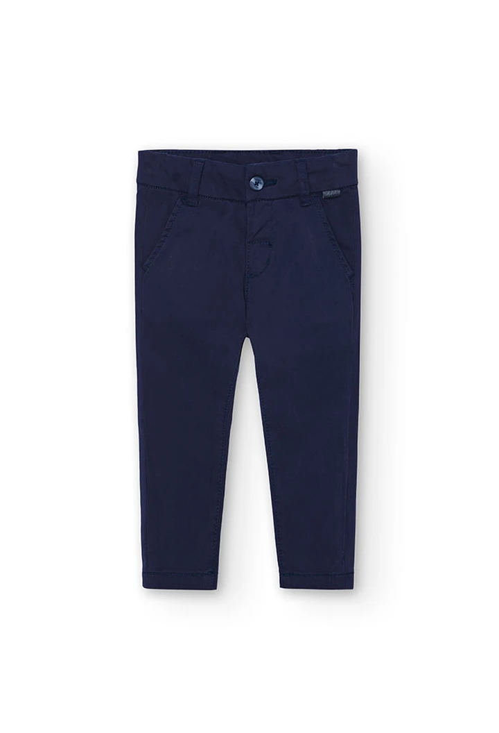 Pantalon satin élastique bleu marine pour bébé garçon