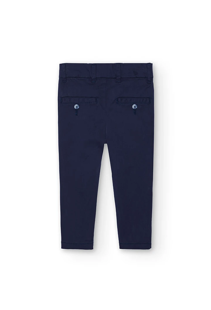 Pantalon satin élastique bleu marine pour bébé garçon
