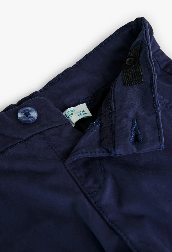 Pantalon satin élastique bleu marine pour bébé garçon