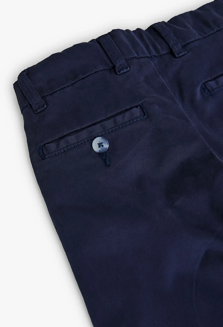 Pantalon satin élastique bleu marine pour bébé garçon
