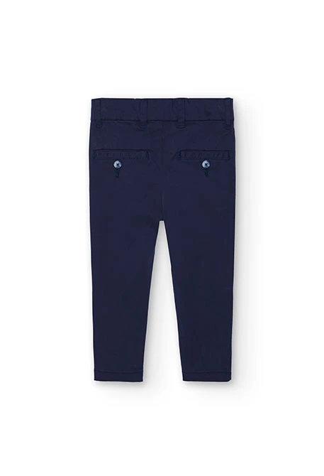Pantaloni in raso elasticizzati da neonato blu marino