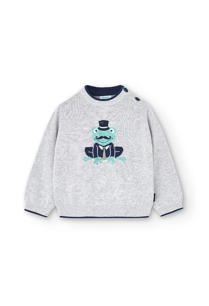 Pull tricoté gris vigoré pour bébé garçon
