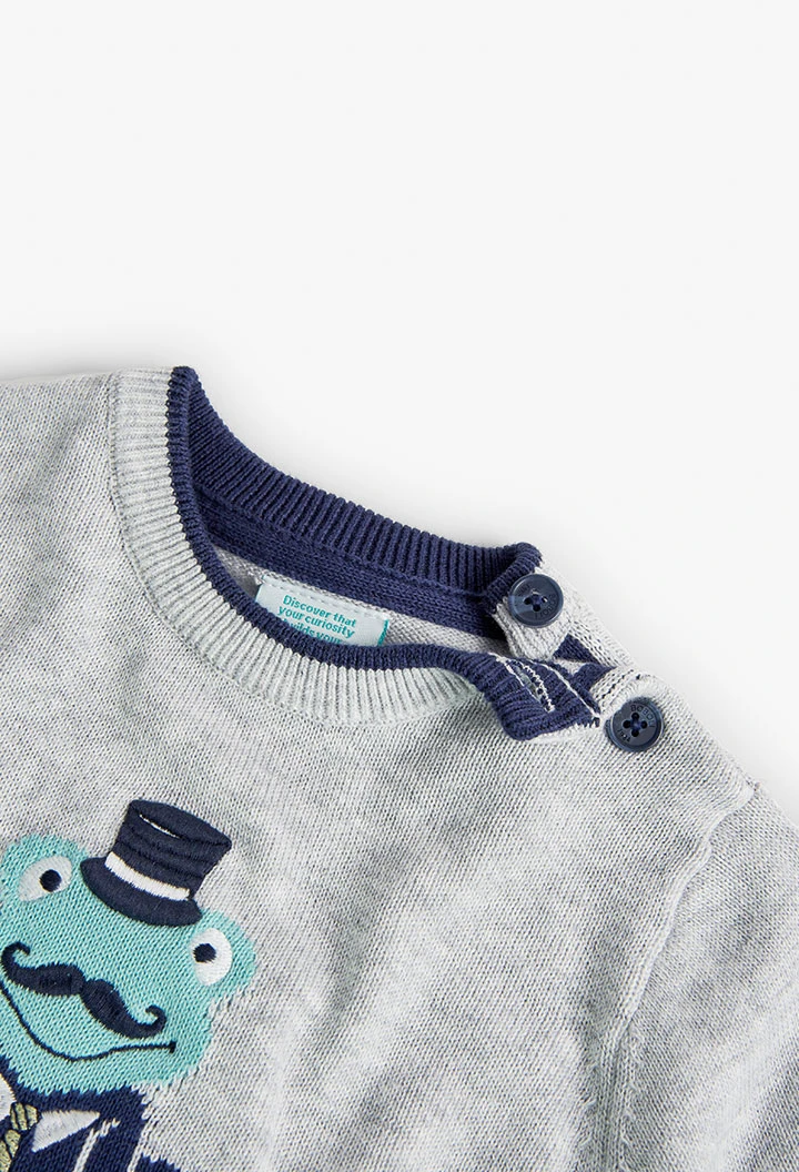 Jersey de tricotosa de bebè nen en gris vigoré