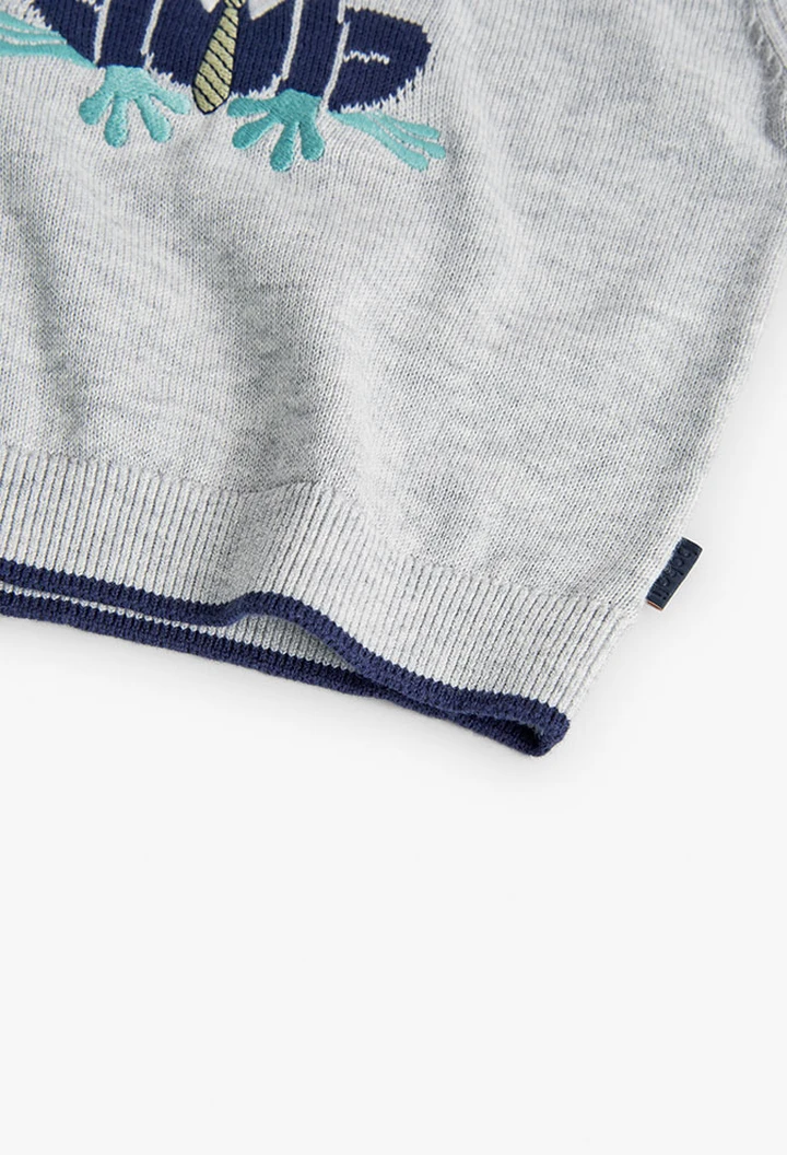 Pull tricoté gris vigoré pour bébé garçon