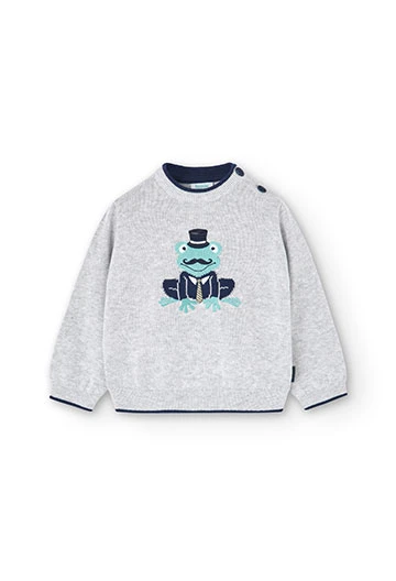 Tricotage-Pullover für Baby-Jungen, in Farbe Grau-Vigoré