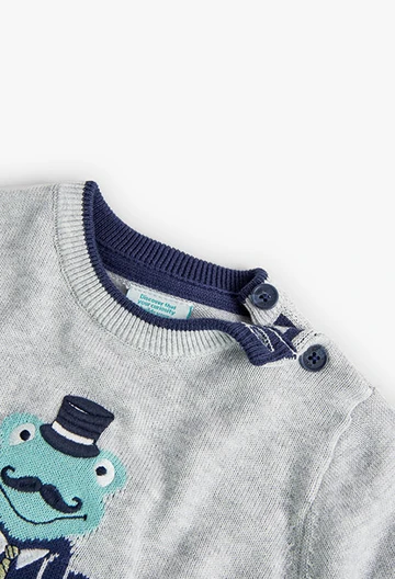 Pull tricoté gris vigoré pour bébé garçon