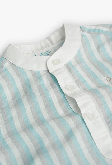Camisa de lli llistada de bebè nen