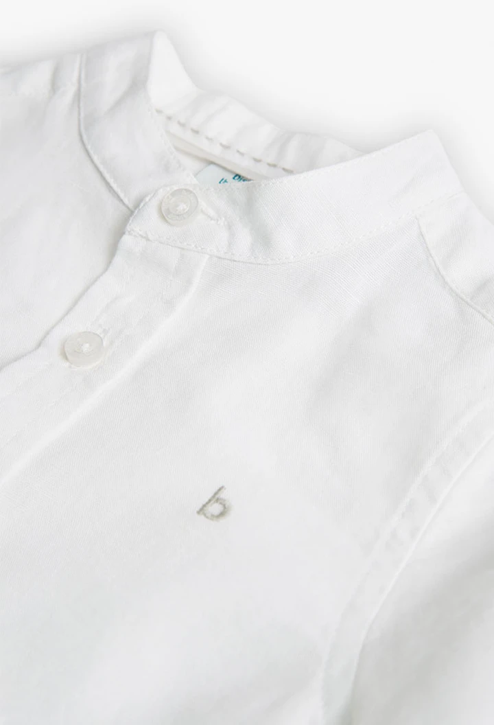 Chemise en lin pour bébé garçon, couleur blanche
