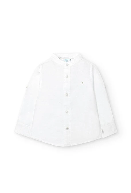Camisa de bebé menino de linho de cor branca